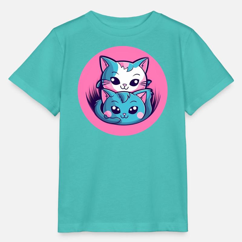 Duo de câlins chatons - T-shirt bio MINI CREATOR Stanley/Stella Enfant - bleu piscine