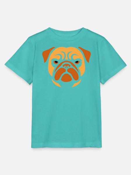 Mops , Hundekopf - Stanley/Stella Kinder T-Shirt MINI CREATOR - Poolblau