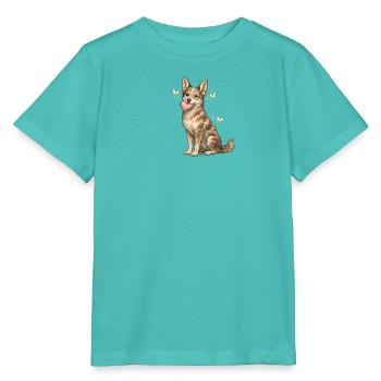 Friendly dog with butterfly shine - Stanley/Stella MINI CREATOR Kids’ T-Shirt - pool blue - Front