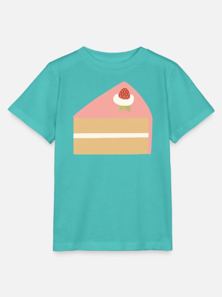 Rosa Erdbeerkuchen-Scheibe Illustration - Stanley/Stella Kinder T-Shirt MINI CREATOR - Poolblau
