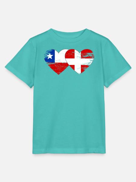 Chile Dänemark Flagge Herz used - Stanley/Stella Kinder T-Shirt MINI CREATOR  - Poolblau