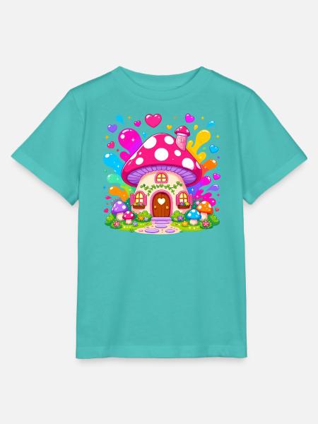 Buntes Pilzhaus Zauber - Stanley/Stella Kinder T-Shirt MINI CREATOR - Poolblau