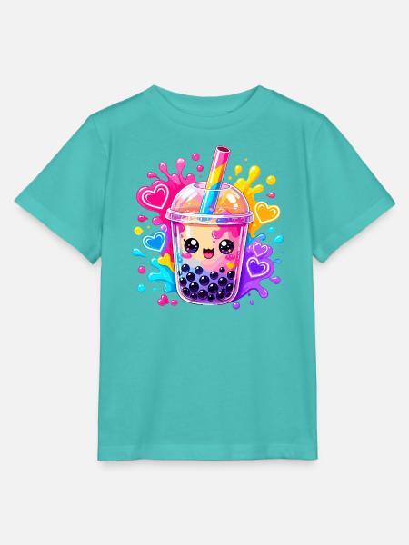 Kawaii Bubble Tea Farbexplosion - Stanley/Stella Kinder T-Shirt MINI CREATOR  - Poolblau