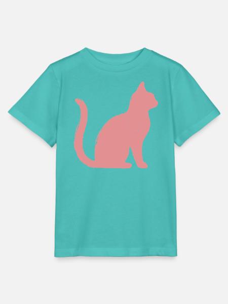 Katze Umriss - Pastell - Stanley/Stella Kinder T-Shirt MINI CREATOR - Poolblau