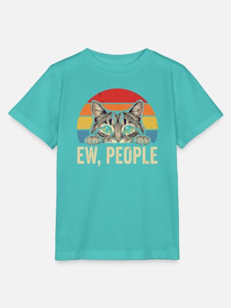 Katzenblick Retro Sonnenuntergang - Stanley/Stella Kinder T-Shirt MINI CREATOR - Poolblau