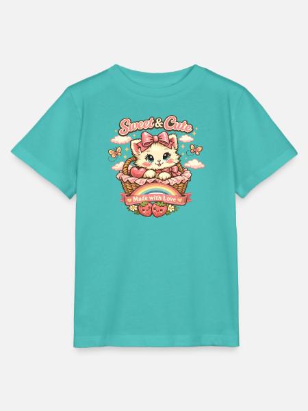 Süßes Kätzchen im Körbchen - Stanley/Stella Kinder T-Shirt MINI CREATOR - Poolblau