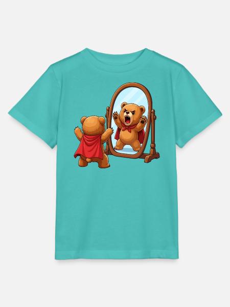 Mutiger Bärenheld im Spiegel - Stanley/Stella Kinder T-Shirt MINI CREATOR - Poolblau