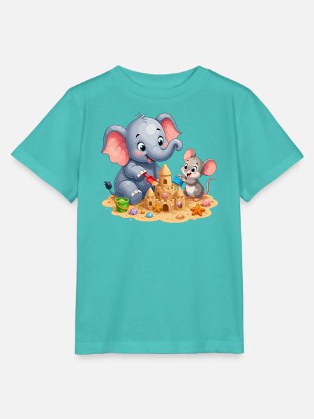 Sandkunst Freundschaft Elefant Maus - Stanley/Stella Kinder T-Shirt MINI CREATOR  - Poolblau