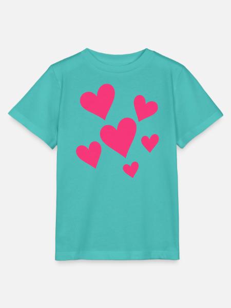 Verstreute Pinke Herzen - Stanley/Stella Kinder T-Shirt MINI CREATOR  - Poolblau