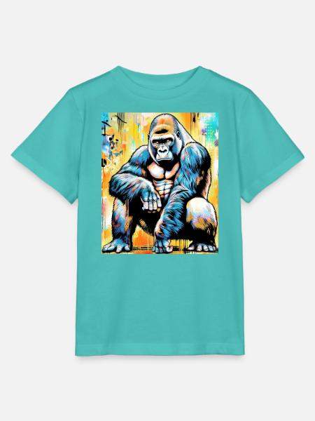 Gorilla - Stanley/Stella Kinder T-Shirt MINI CREATOR  - Poolblau
