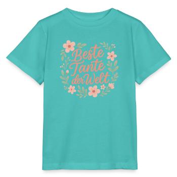 Beste Tante der Welt - Blütenrahmen - Stanley/Stella Kinder T-Shirt MINI CREATOR  - Poolblau - Vorne