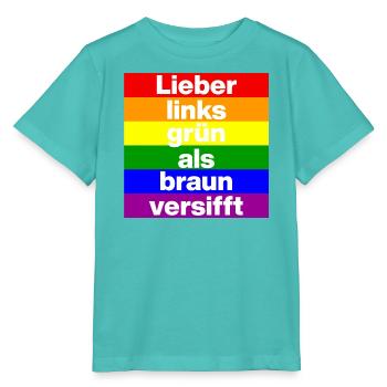 ICH BIN GERNE LINKS GRÜN VERSIFFT, NO NZS, FRIEDEN - Stanley/Stella Kinder T-Shirt MINI CREATOR  - Poolblau - Vorne