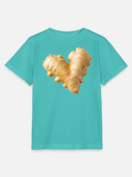 Ingwer Herz Aquarell Illustration - Stanley/Stella Kinder T-Shirt MINI CREATOR - Poolblau