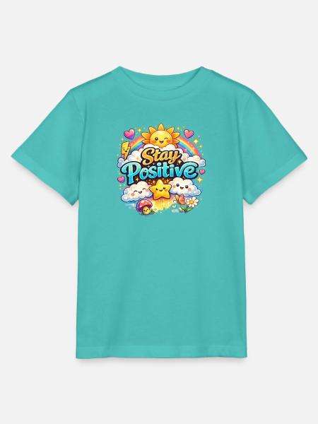 Bleib positiv, Rainbow Kawaii - Stanley/Stella Kinder T-Shirt MINI CREATOR - Poolblau