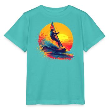 Planche à voile à l’ancienne - T-shirt bio MINI CREATOR Stanley/Stella Enfant - bleu piscine - Devant