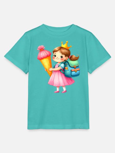 Kleine Prinzessin mit Krone & Schultüte – Schule - Stanley/Stella Kinder T-Shirt MINI CREATOR  - Poolblau