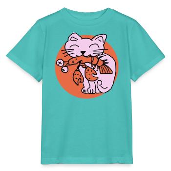Katze frisst Krebs auf - Stanley/Stella Kinder T-Shirt MINI CREATOR  - Poolblau - Vorne