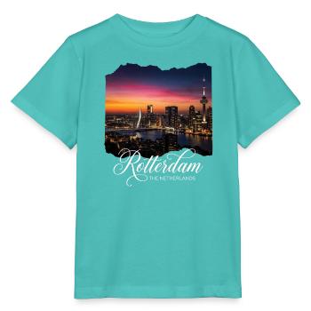 Rotterdam The Netherlands Skyline Evening Light - Stanley/Stella MINI CREATOR Kids’ T-Shirt - pool blue - Front
