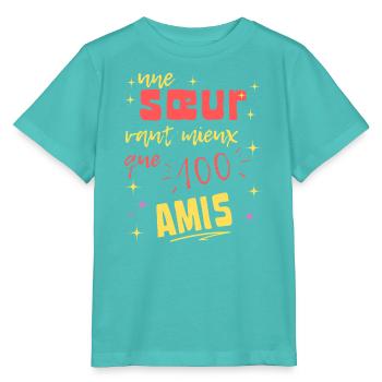 Eine Schwester ist besser als hundert Freunde - Stanley/Stella Kinder T-Shirt MINI CREATOR  - Poolblau - Vorne