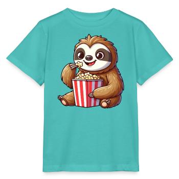 Faultier Popcorn Kino Filme Lustig Niedlich Cool - Stanley/Stella Kinder T-Shirt MINI CREATOR  - Poolblau - Vorne