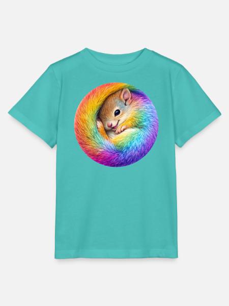 Regenbogen-Eichhörnchen - Stanley/Stella Kinder T-Shirt MINI CREATOR  - Poolblau