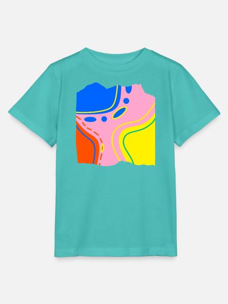 Abstraktes Farbfluss Kunstwerk - Stanley/Stella Kinder T-Shirt MINI CREATOR - Poolblau