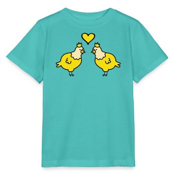 Twin Chickens Heart Pair - Stanley/Stella MINI CREATOR Kids’ T-Shirt - pool blue - Front