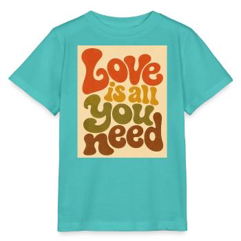Psychedelic Love Typography - Stanley/Stella MINI CREATOR Kids’ T-Shirt - pool blue - Front