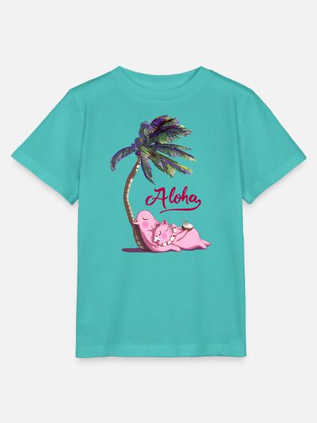 aloha Schweinchenpaar - Stanley/Stella Kinder T-Shirt MINI CREATOR - Poolblau