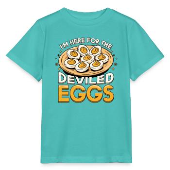 Ich bin hier für das Teufelskeier-Thanksgiving-Dinner - Stanley/Stella Kinder T-Shirt MINI CREATOR  - Poolblau - Vorne