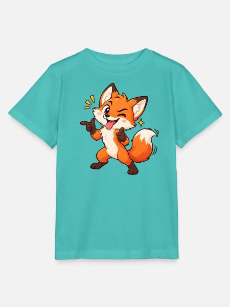 Fröhlicher Fuchs Cartoon - Stanley/Stella Kinder T-Shirt MINI CREATOR - Poolblau