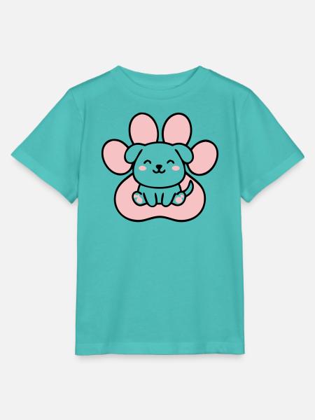 Welpe Hundepfote Grafik - Stanley/Stella Kinder T-Shirt MINI CREATOR - Poolblau