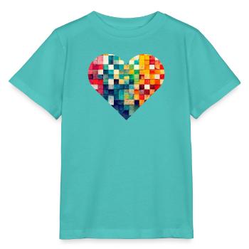 Mehrfarbiges Mosaikherz - Stanley/Stella Kinder T-Shirt MINI CREATOR  - Poolblau - Vorne