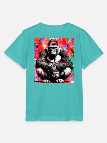 Gorilla - Stanley/Stella Kinder T-Shirt MINI CREATOR  - Poolblau