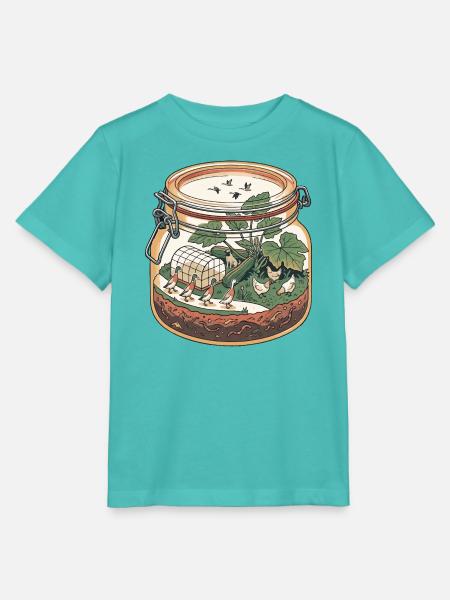 Hühner im Glasgarten / Einmachglas - Stanley/Stella Kinder T-Shirt MINI CREATOR - Poolblau