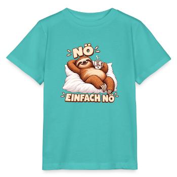 Faultier Nö Einfach Nö Erst Mal Kaffee - Stanley/Stella Kinder T-Shirt MINI CREATOR  - Poolblau - Vorne