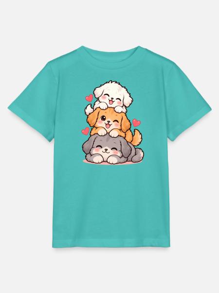 Stapelwelpen mit Herzchen - Stanley/Stella Kinder T-Shirt MINI CREATOR - Poolblau