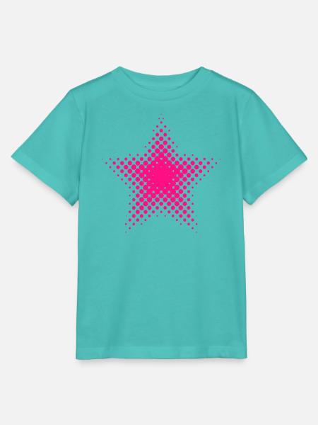 Pinke Sternen-Dot Halftone - Stanley/Stella Kinder T-Shirt MINI CREATOR - Poolblau