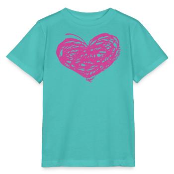 Kritzeln Herz Neonpink - Stanley/Stella Kinder T-Shirt MINI CREATOR  - Poolblau - Vorne