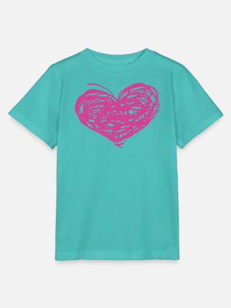 Kritzeln Herz Neonpink - Stanley/Stella Kinder T-Shirt MINI CREATOR - Poolblau