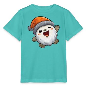 Fröhlicher Schneeball mit Santa Hut - Stanley/Stella Kinder T-Shirt MINI CREATOR  - Poolblau - Vorne