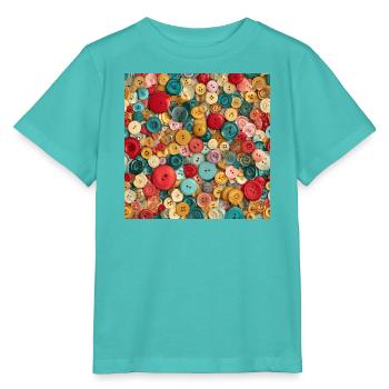 Bunte Knöpfe – Collage Couture - Stanley/Stella Kinder T-Shirt MINI CREATOR  - Poolblau - Vorne