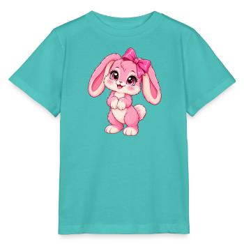 Kawaii-Pinkkiefer mit großem Bogen - Stanley/Stella Kinder T-Shirt MINI CREATOR  - Poolblau - Vorne