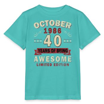 Oktober 1986 Jahrgang Retro Geburtstag Geschenk - Stanley/Stella Kinder T-Shirt MINI CREATOR  - Poolblau - Vorne