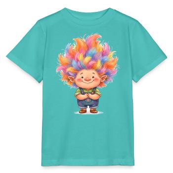 Regenbogen Trollchen Design - Stanley/Stella Kinder T-Shirt MINI CREATOR  - Poolblau - Vorne