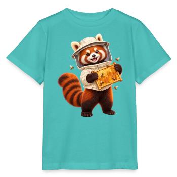Roter Panda-Imker mit Wabenwabe - Stanley/Stella Kinder T-Shirt MINI CREATOR  - Poolblau - Vorne