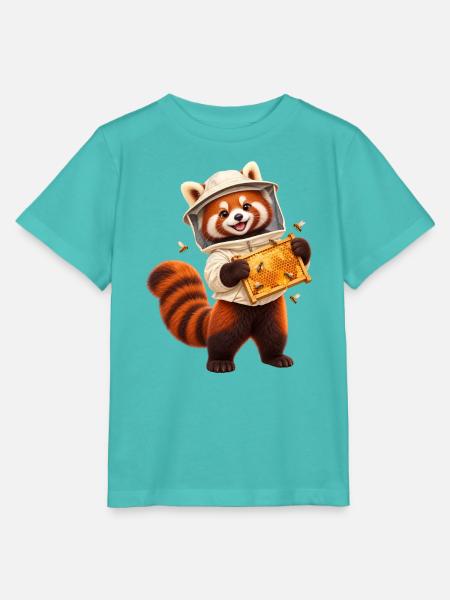 Roter Panda-Imker mit Wabenwabe - Stanley/Stella Kinder T-Shirt MINI CREATOR - Poolblau