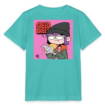 Gierige Burger Cartoon Motiv - Stanley/Stella Kinder T-Shirt MINI CREATOR  - Poolblau - Vorne