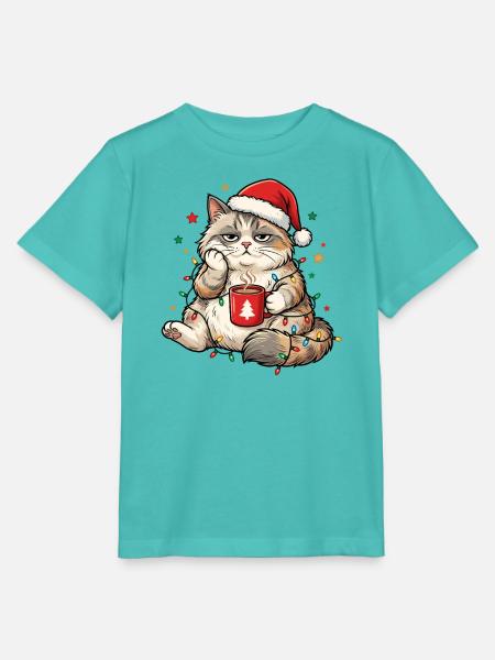 Gemütliche Weihnachtskatze - Stanley/Stella Kinder T-Shirt MINI CREATOR  - Poolblau