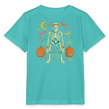 Skelett Kreuzheben Halloween Kürbis Gewichte - Stanley/Stella Kinder T-Shirt MINI CREATOR  - Poolblau - Vorne